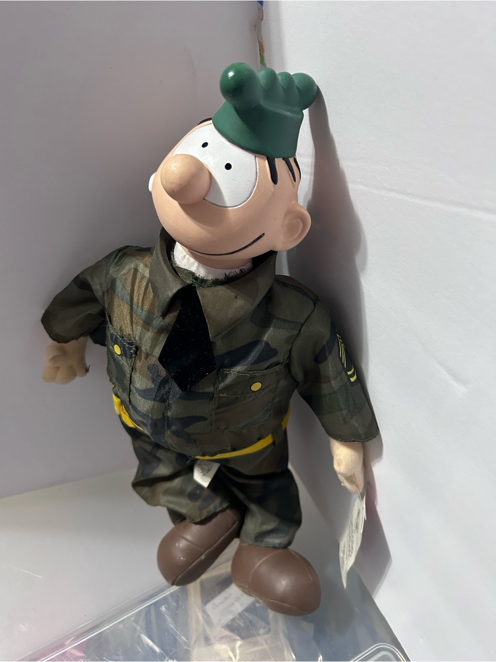 Children's Plush Soldier Doll in Green Camouflage with Green Hat